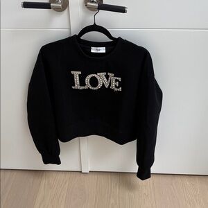 Black Sweater with Silver 'LOVE' Detail